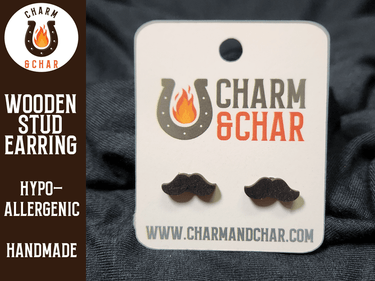 Moustache Wood Stud Earrings - Lifestyle Fashion Earring - Stud Earring - Charm and Char
